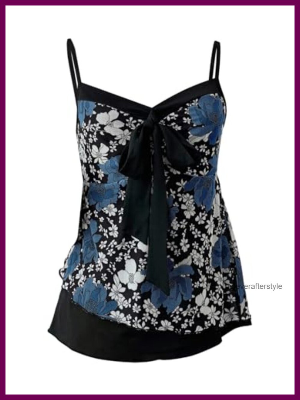 Floral Tie Front Cami Top Bow Spaghetti Strap V Neck Sleeveless Summer Outfit